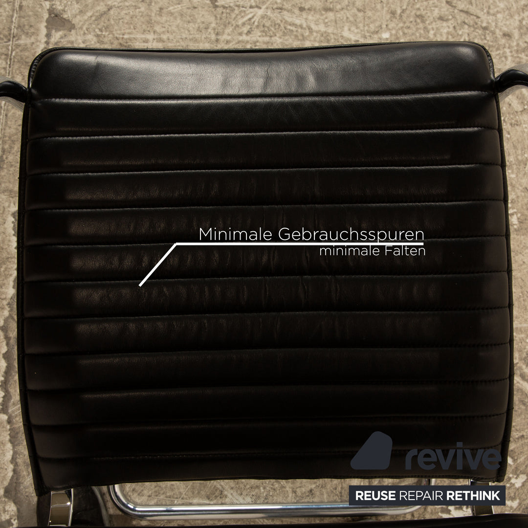 4er Garnitur Thonet S 74 Leder Stuhl Schwarz Vintage