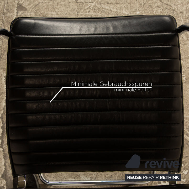 4er Garnitur Thonet S 74 Leder Stuhl Schwarz Vintage
