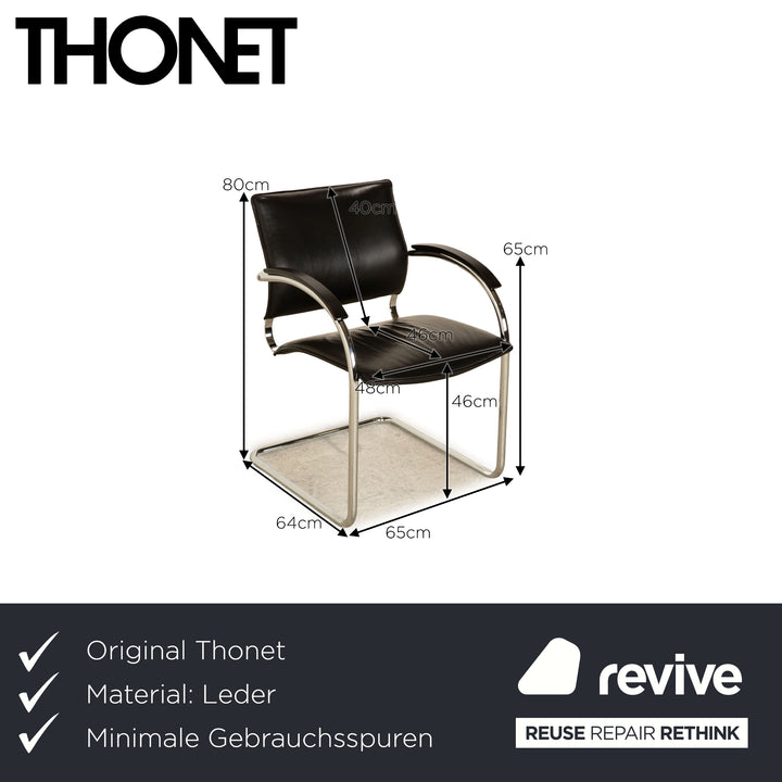 4er Garnitur Thonet S 74 / S74 Leder Stuhl Schwarz Vintage Freischwinger Konferenzstuhl