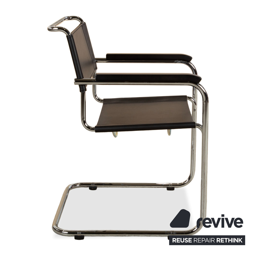 4er Garnitur Thonet S34 Leder Stuhl Schwarz