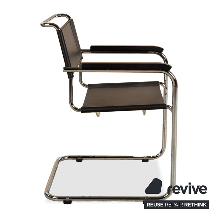 4er Garnitur Thonet S34 Leder Stuhl Schwarz