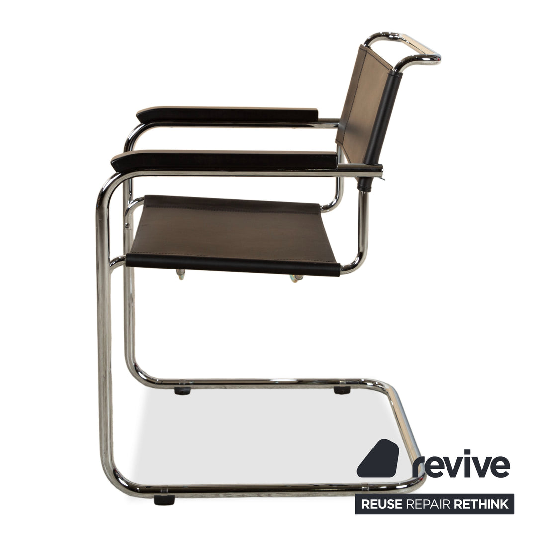 4er Garnitur Thonet S34 Leder Stuhl Schwarz