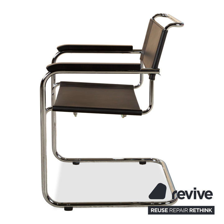 4er Garnitur Thonet S34 Leder Stuhl Schwarz