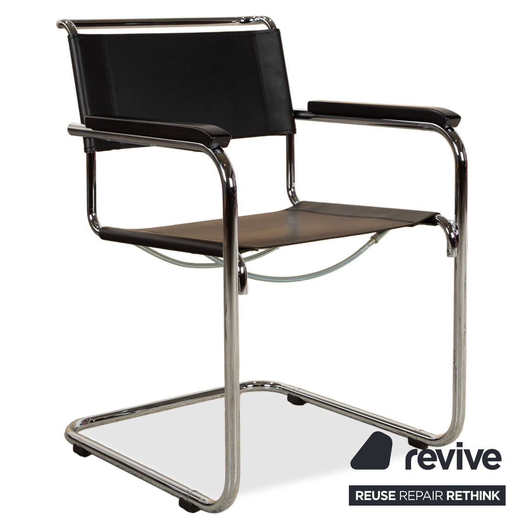 4er Garnitur Thonet S34 Leder Stuhl Schwarz