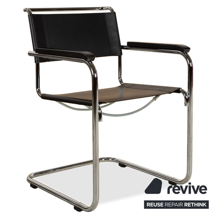 4er Garnitur Thonet S34 Leder Stuhl Schwarz