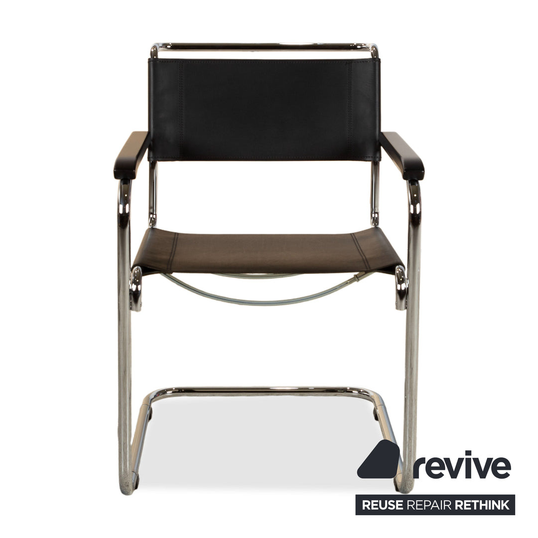 4er Garnitur Thonet S34 Leder Stuhl Schwarz