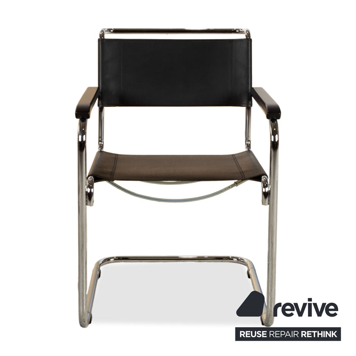 4er Garnitur Thonet S34 Leder Stuhl Schwarz