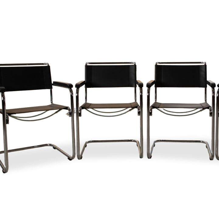4er Garnitur Thonet S34 Leder Stuhl Schwarz