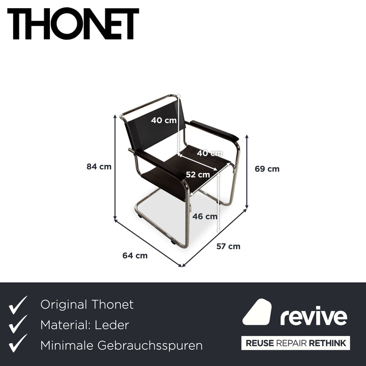 4er Garnitur Thonet S34 Leder Stuhl Schwarz