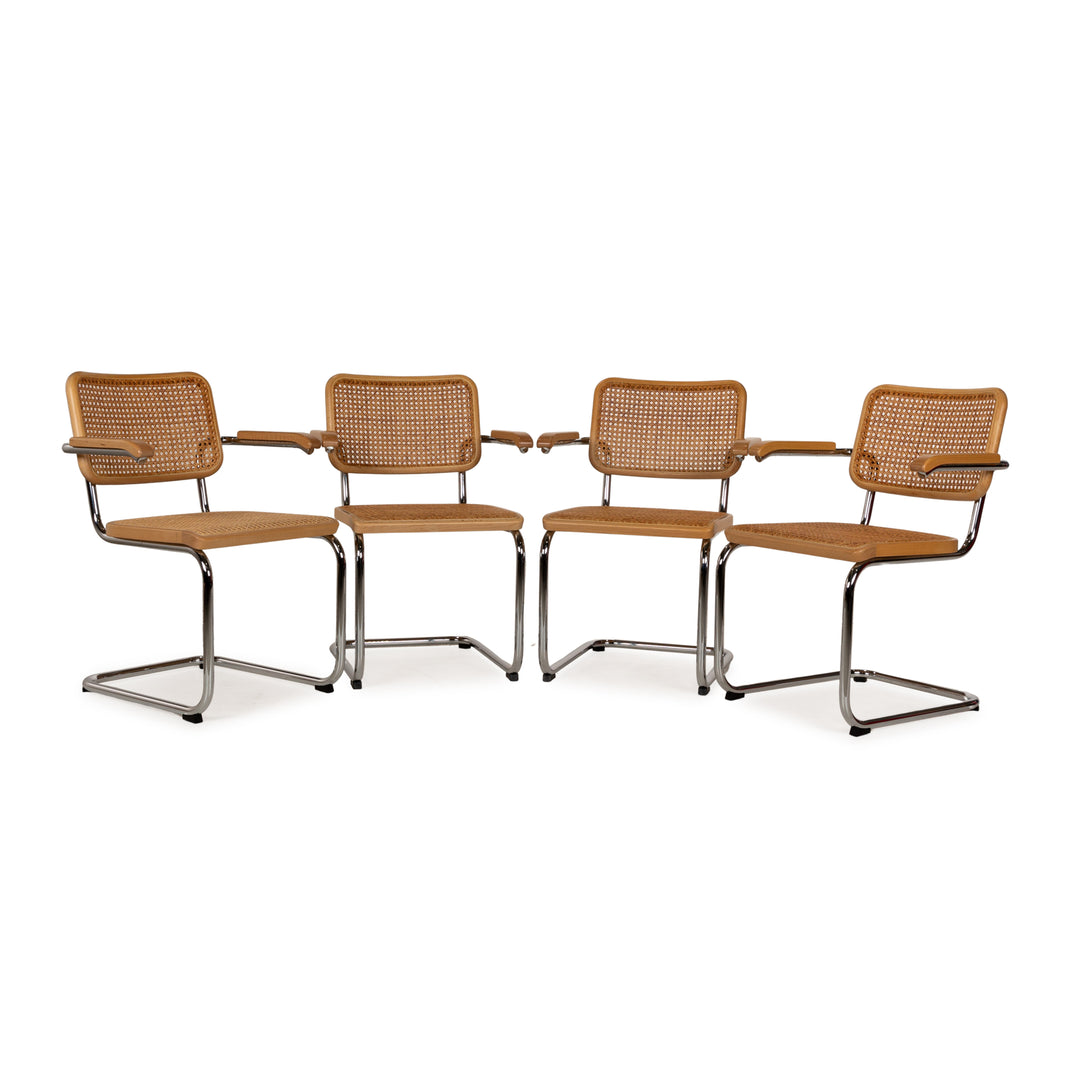 Lot de 4 chaises en bois Thonet S64 V marron salle à manger