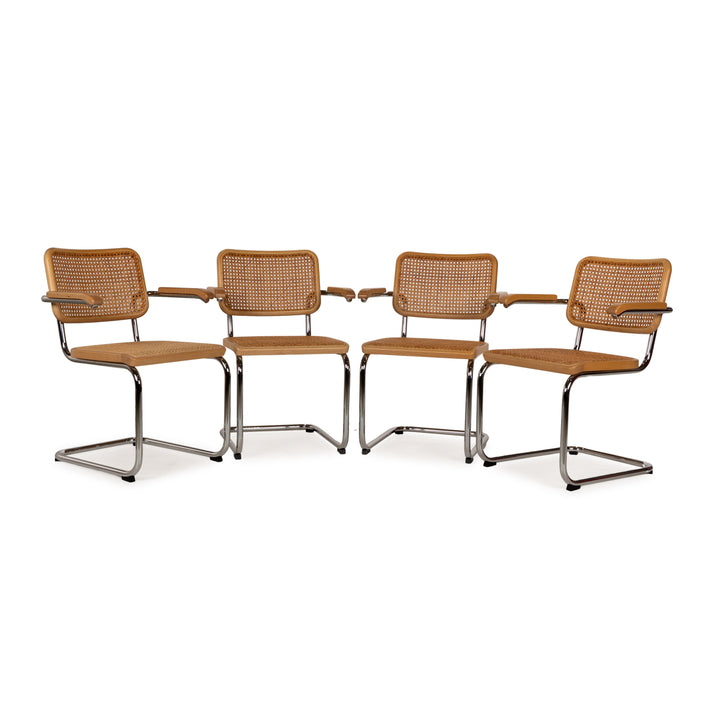 Lot de 4 chaises en bois Thonet S64 V marron salle à manger