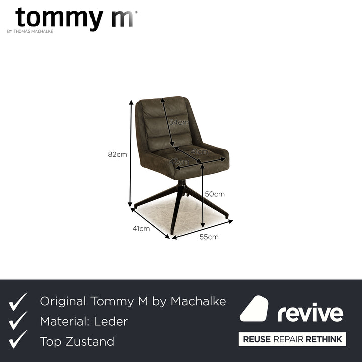 Set of 4 Tommy M by Machalke DONNIGTON leather chair grey slate manual function dining room