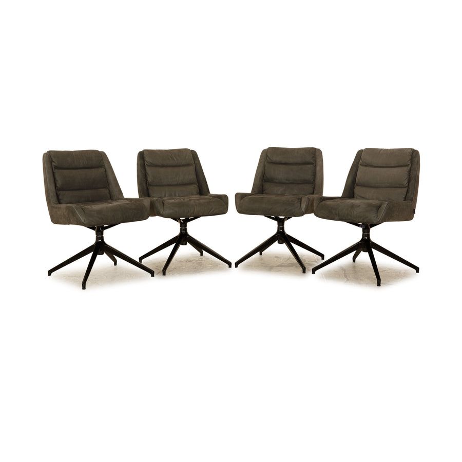 Set of 4 Tommy M by Machalke DONNIGTON leather chair grey slate manual function dining room