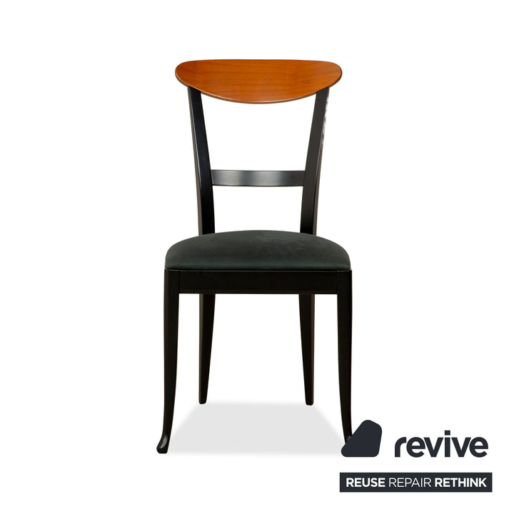 Lot de 4 chaises de salle à manger en tissu Tonon 876/02 noir marron bois