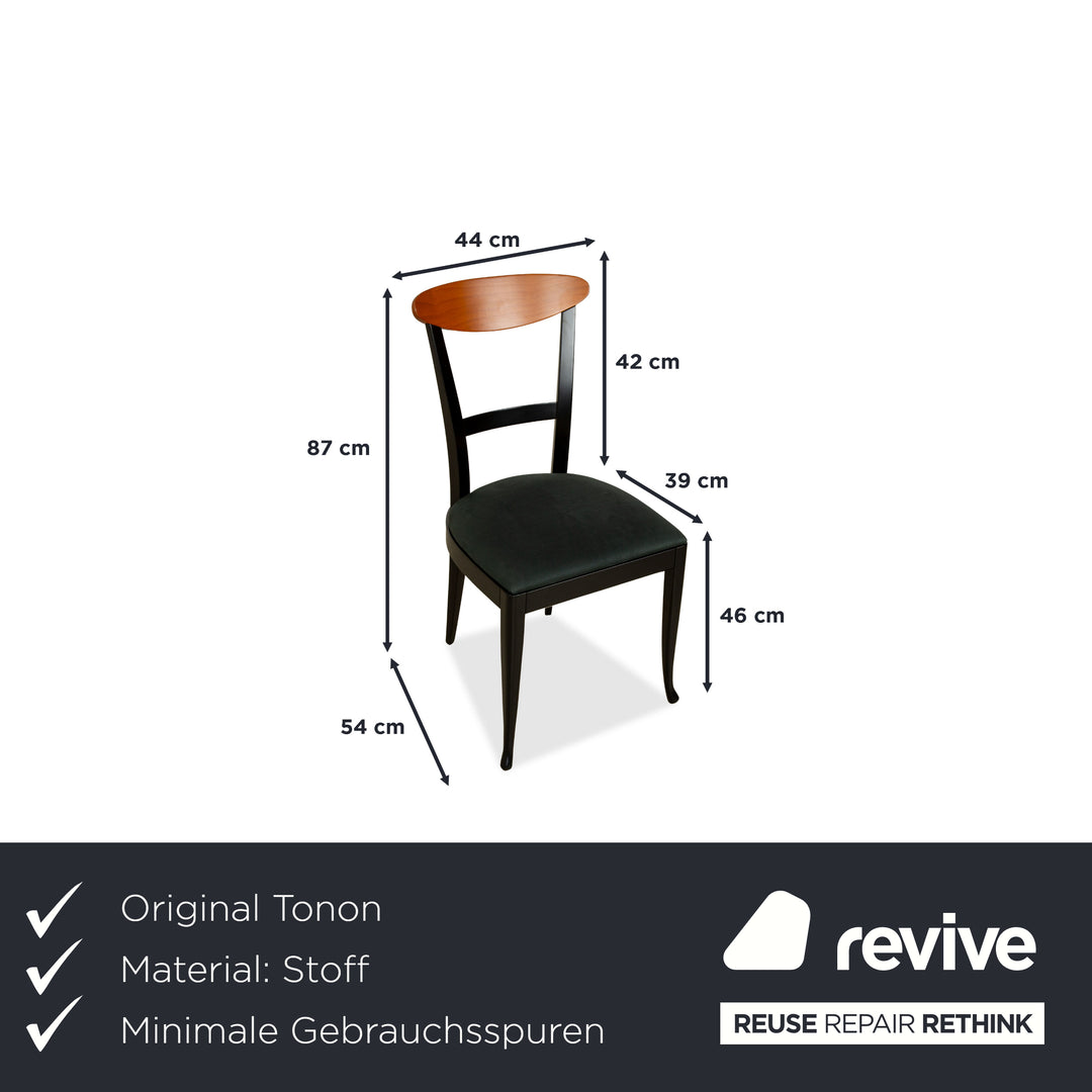 Lot de 4 chaises de salle à manger en tissu Tonon 876/02 noir marron bois