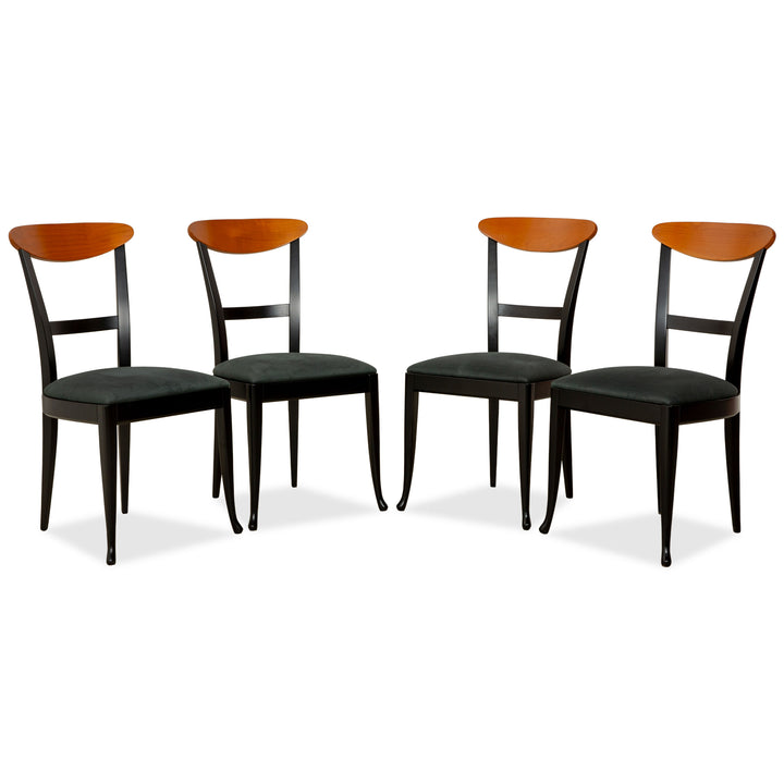 Lot de 4 chaises de salle à manger en tissu Tonon 876/02 noir marron bois
