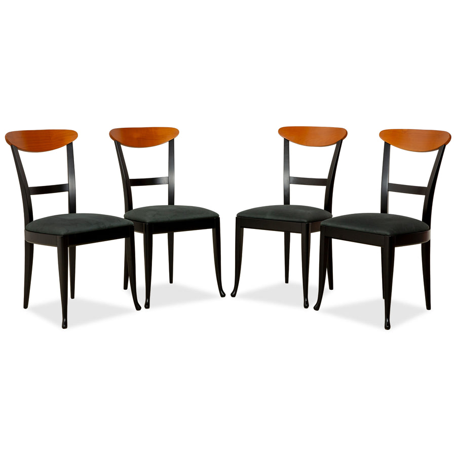 Lot de 4 chaises de salle à manger en tissu Tonon 876/02 noir marron bois