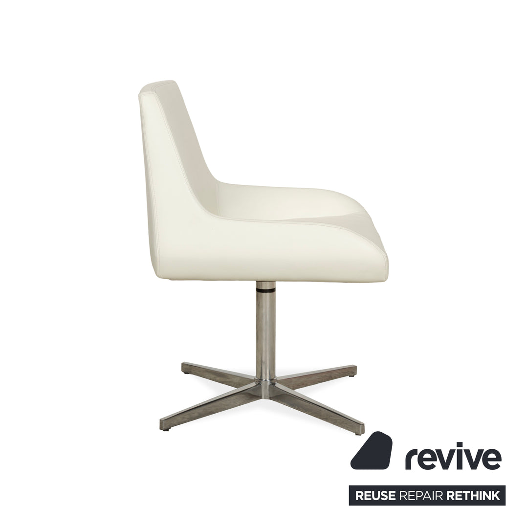 Set of 4 Tonon leather chairs cream swivel function