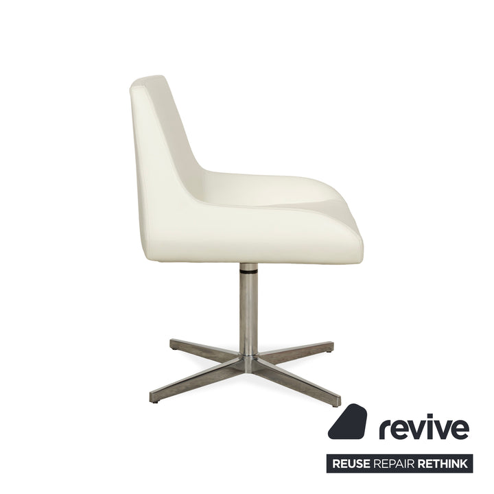 Set of 4 Tonon leather chairs cream swivel function