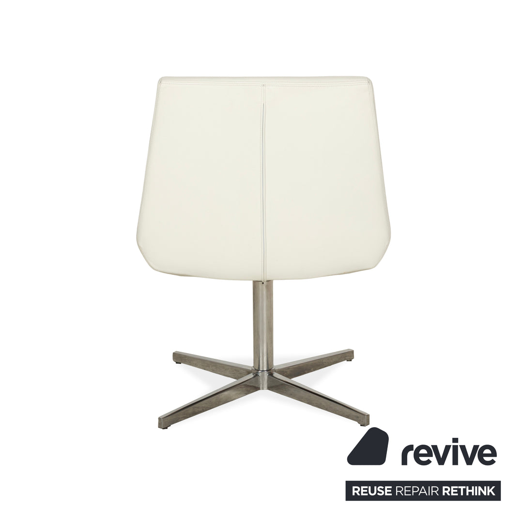 Set of 4 Tonon leather chairs cream swivel function