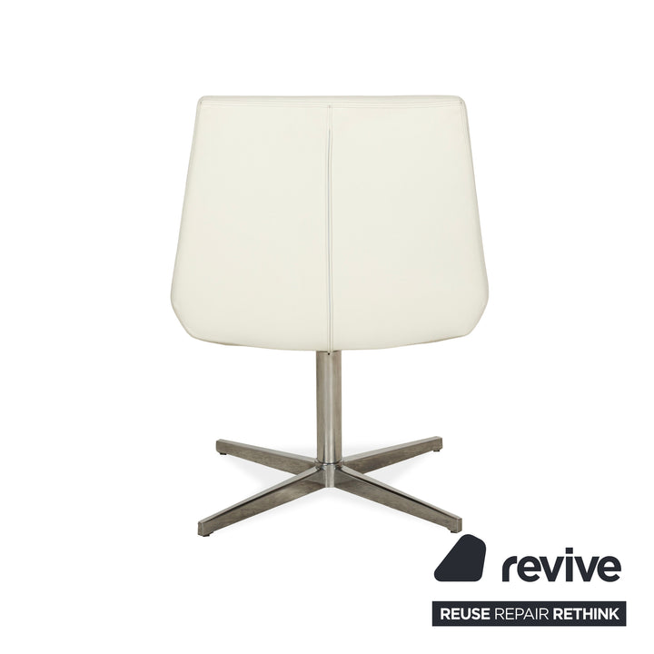 Set of 4 Tonon leather chairs cream swivel function