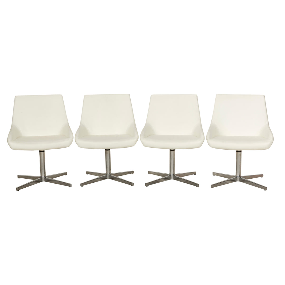 Set of 4 Tonon leather chairs cream swivel function