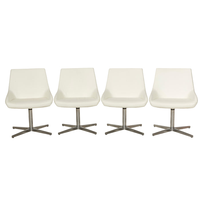 Set of 4 Tonon leather chairs cream swivel function