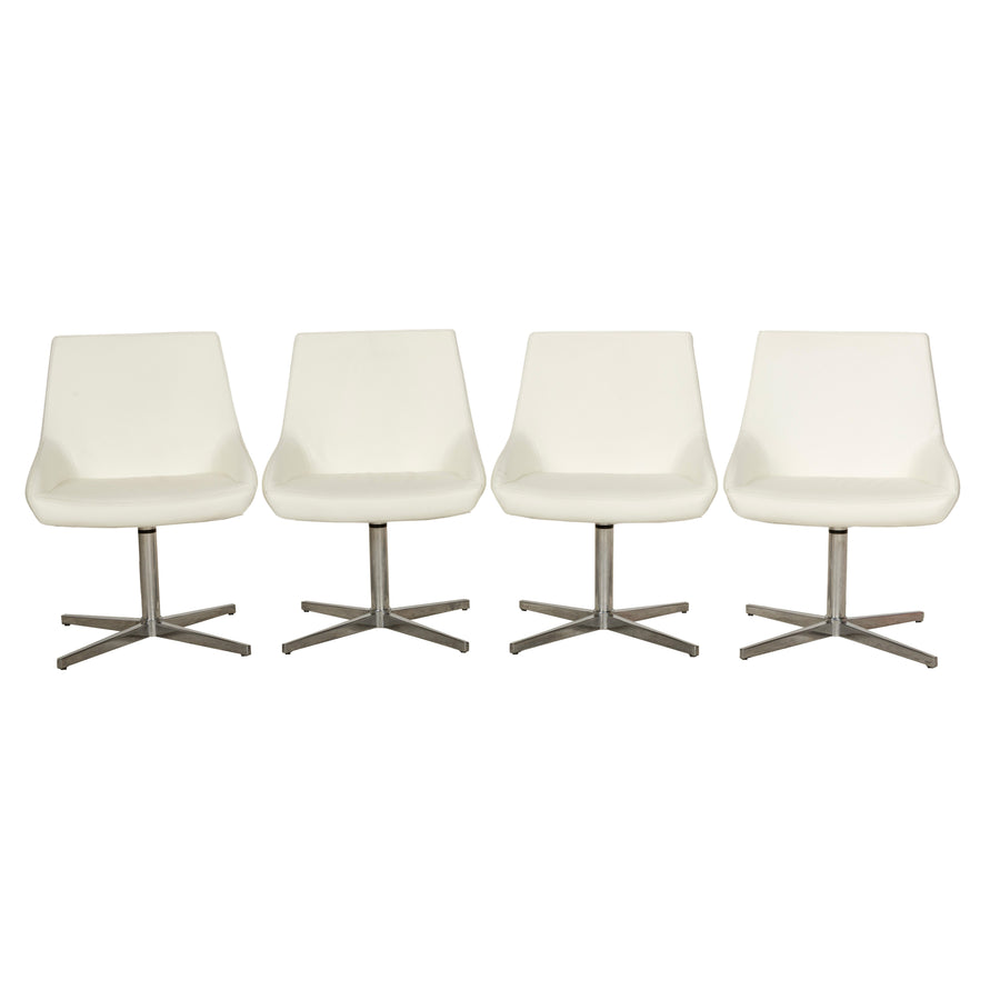 Set of 4 Tonon leather chairs cream swivel function