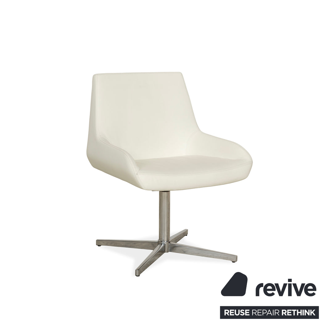 Set of 4 Tonon leather chairs cream swivel function