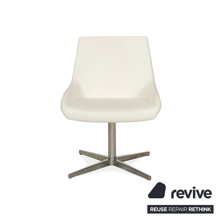 Set of 4 Tonon leather chairs cream swivel function