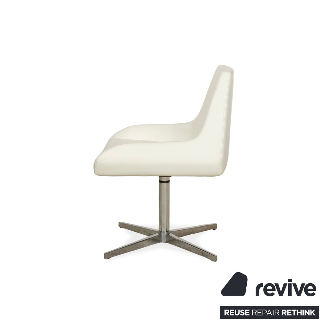 Set of 4 Tonon leather chairs cream swivel function