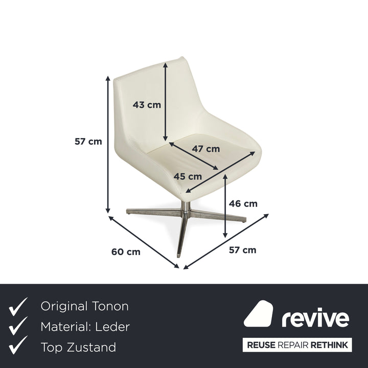 Set of 4 Tonon leather chairs cream swivel function