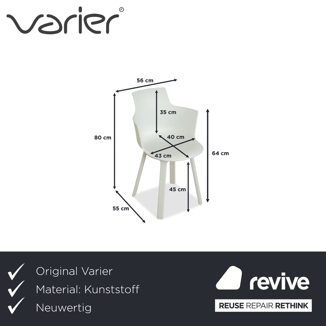 Lot de 4 chaises pivotantes Varier Social Turn Winter White en plastique blanc par Snøhetta