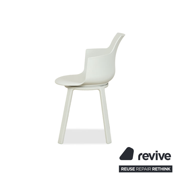 Lot de 4 chaises pivotantes Varier Social Turn Winter White en plastique blanc par Snøhetta