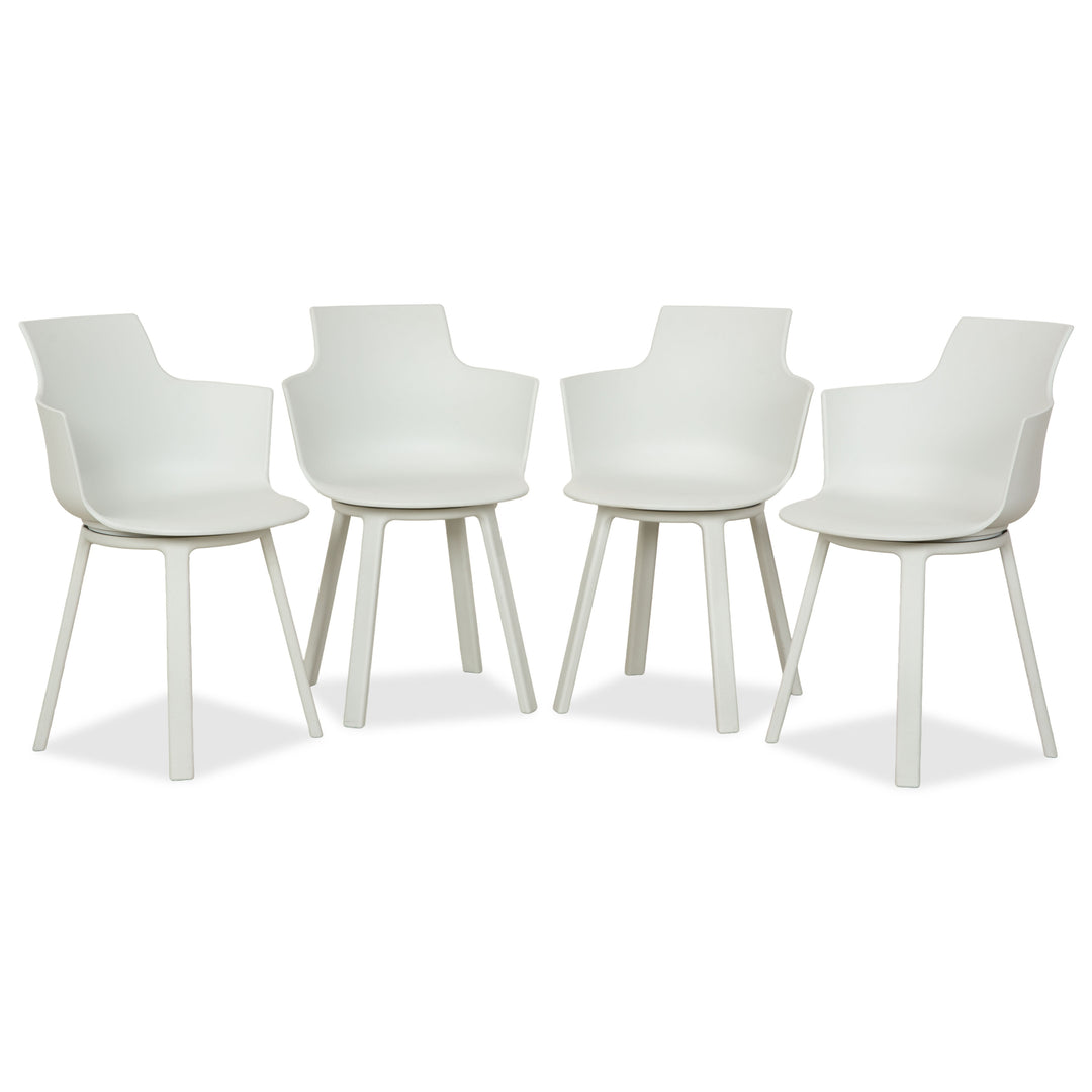 Lot de 4 chaises pivotantes Varier Social Turn Winter White en plastique blanc par Snøhetta