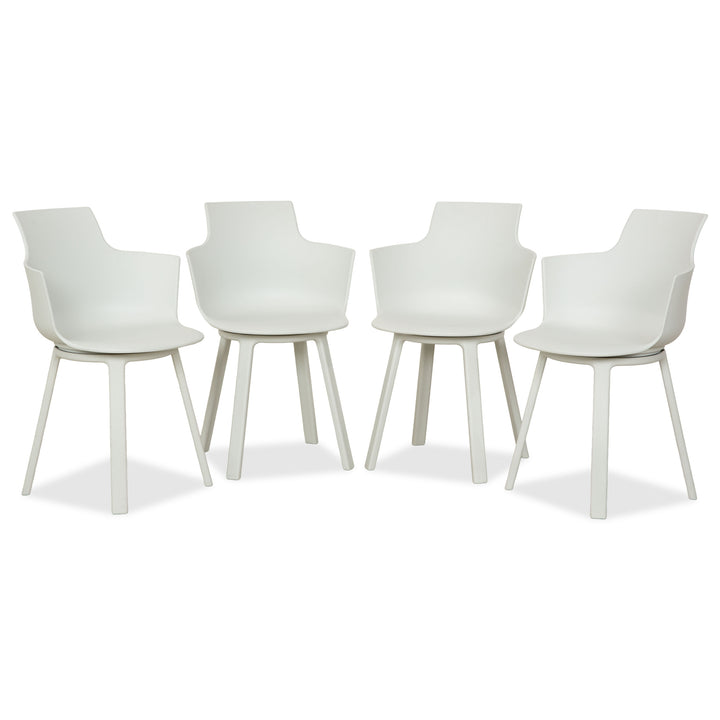 Lot de 4 chaises pivotantes Varier Social Turn Winter White en plastique blanc par Snøhetta
