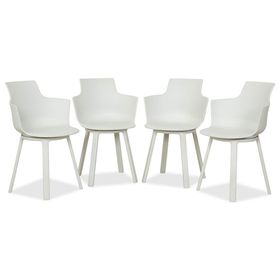 Lot de 4 chaises pivotantes Varier Social Turn Winter White en plastique blanc par Snøhetta