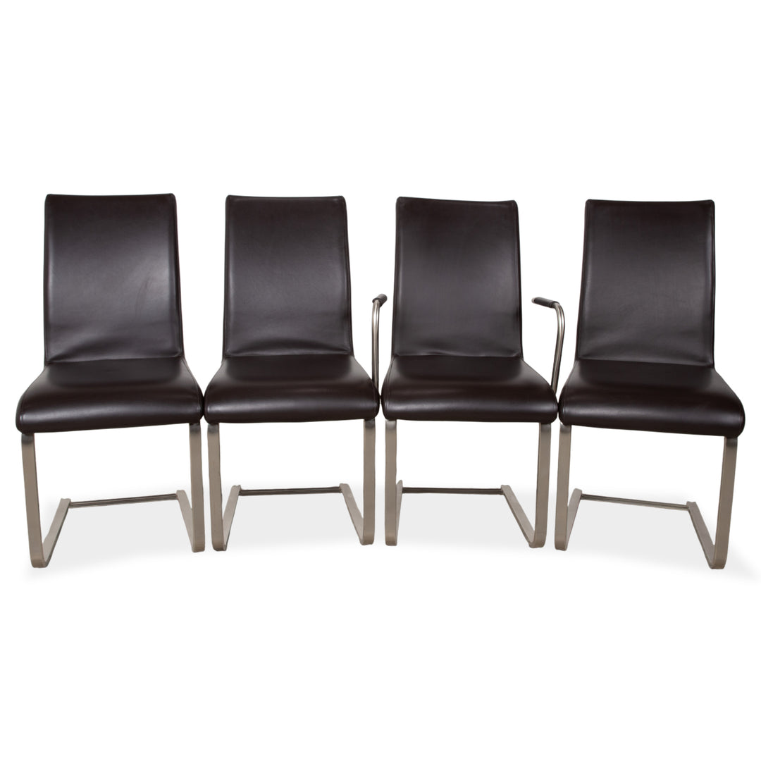 4er Garnitur Venjakob Leder Stuhl Braun