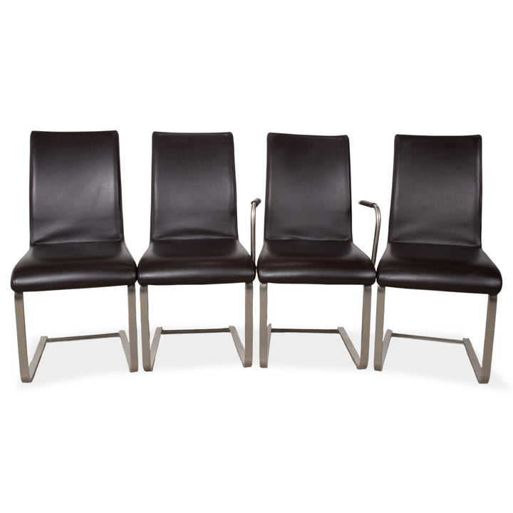 4er Garnitur Venjakob Leder Stuhl Braun