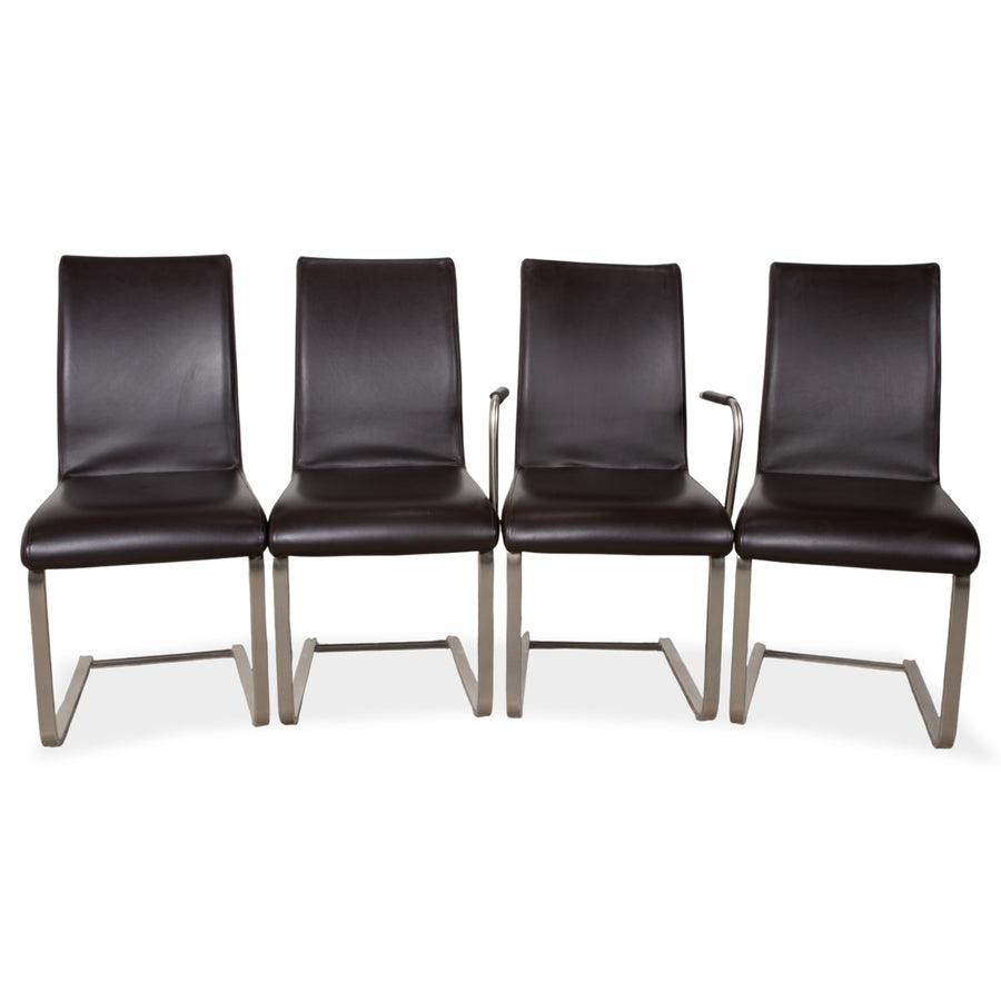 4er Garnitur Venjakob Leder Stuhl Braun