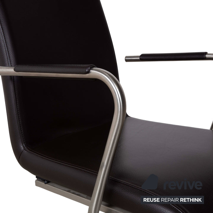 4er Garnitur Venjakob Leder Stuhl Braun