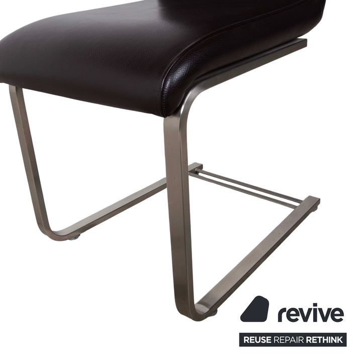 4er Garnitur Venjakob Leder Stuhl Braun