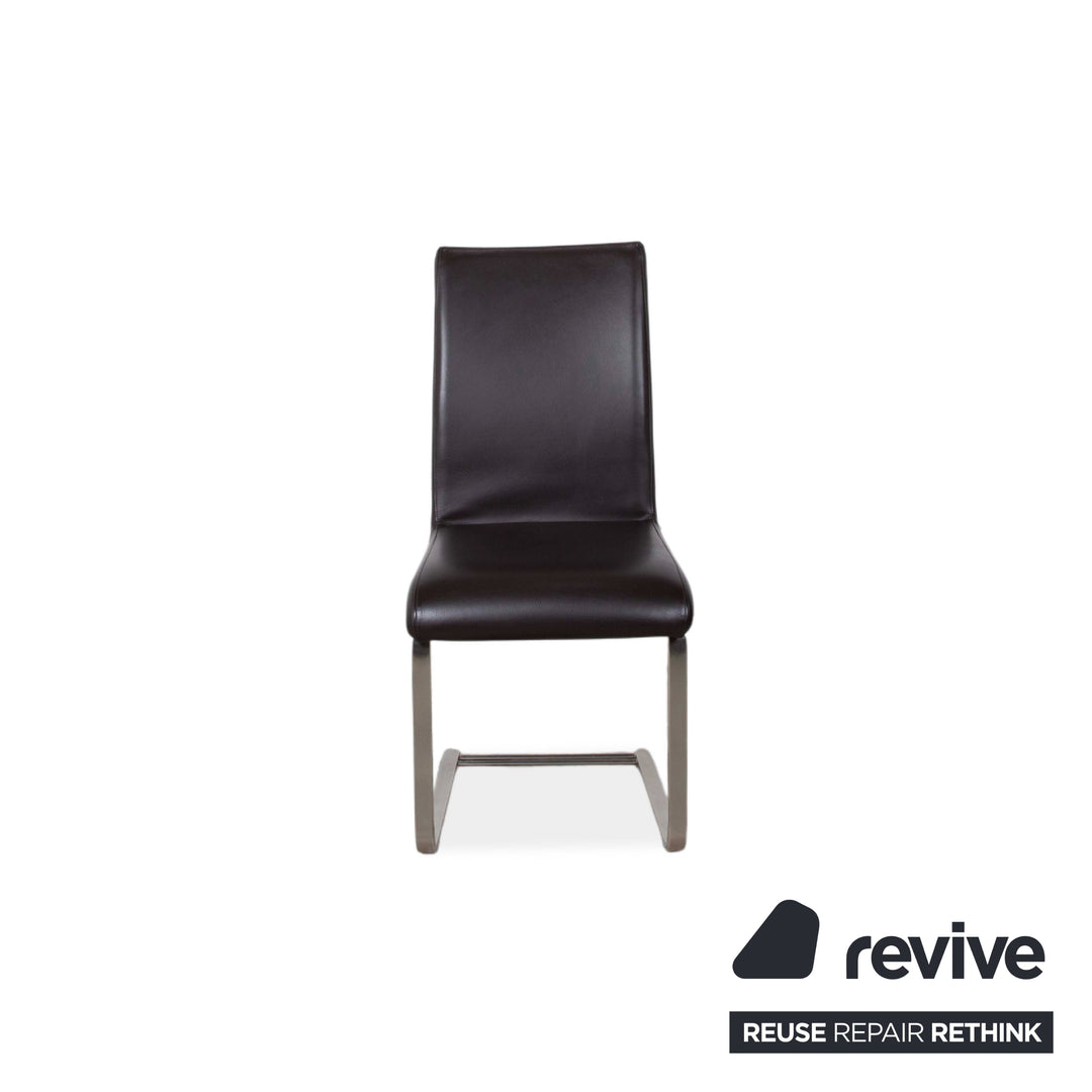 4er Garnitur Venjakob Leder Stuhl Braun