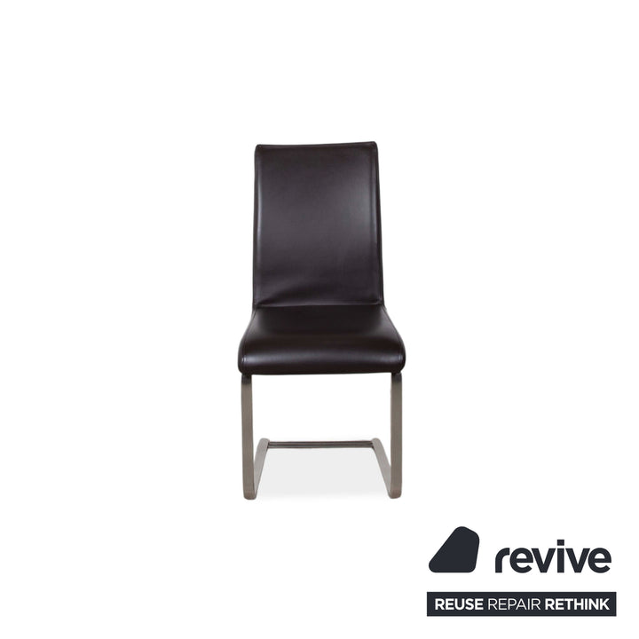 4er Garnitur Venjakob Leder Stuhl Braun