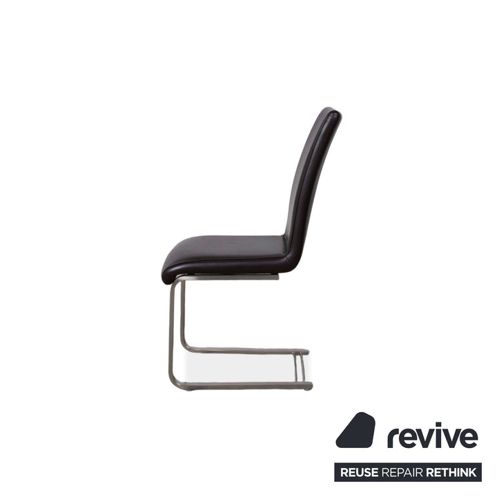 4er Garnitur Venjakob Leder Stuhl Braun