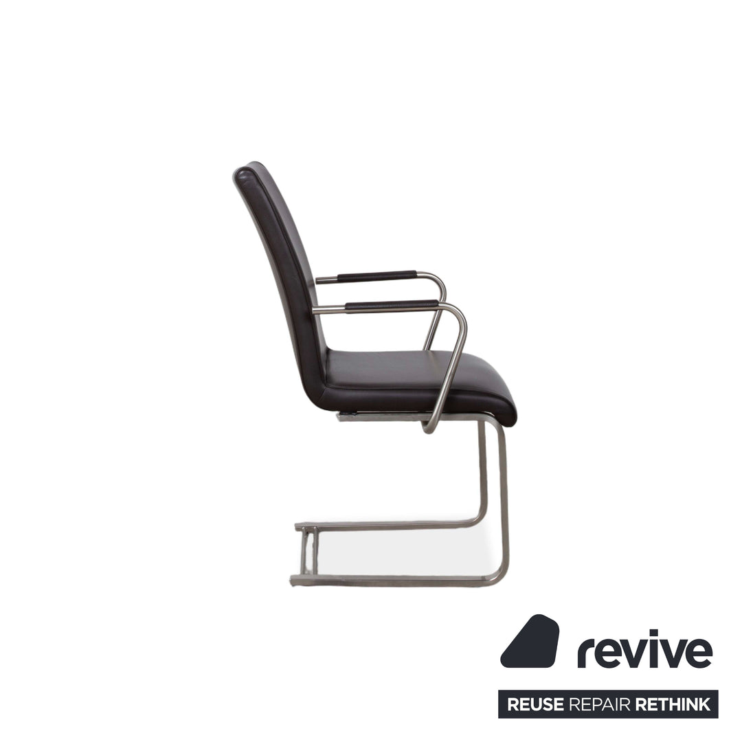 4er Garnitur Venjakob Leder Stuhl Braun