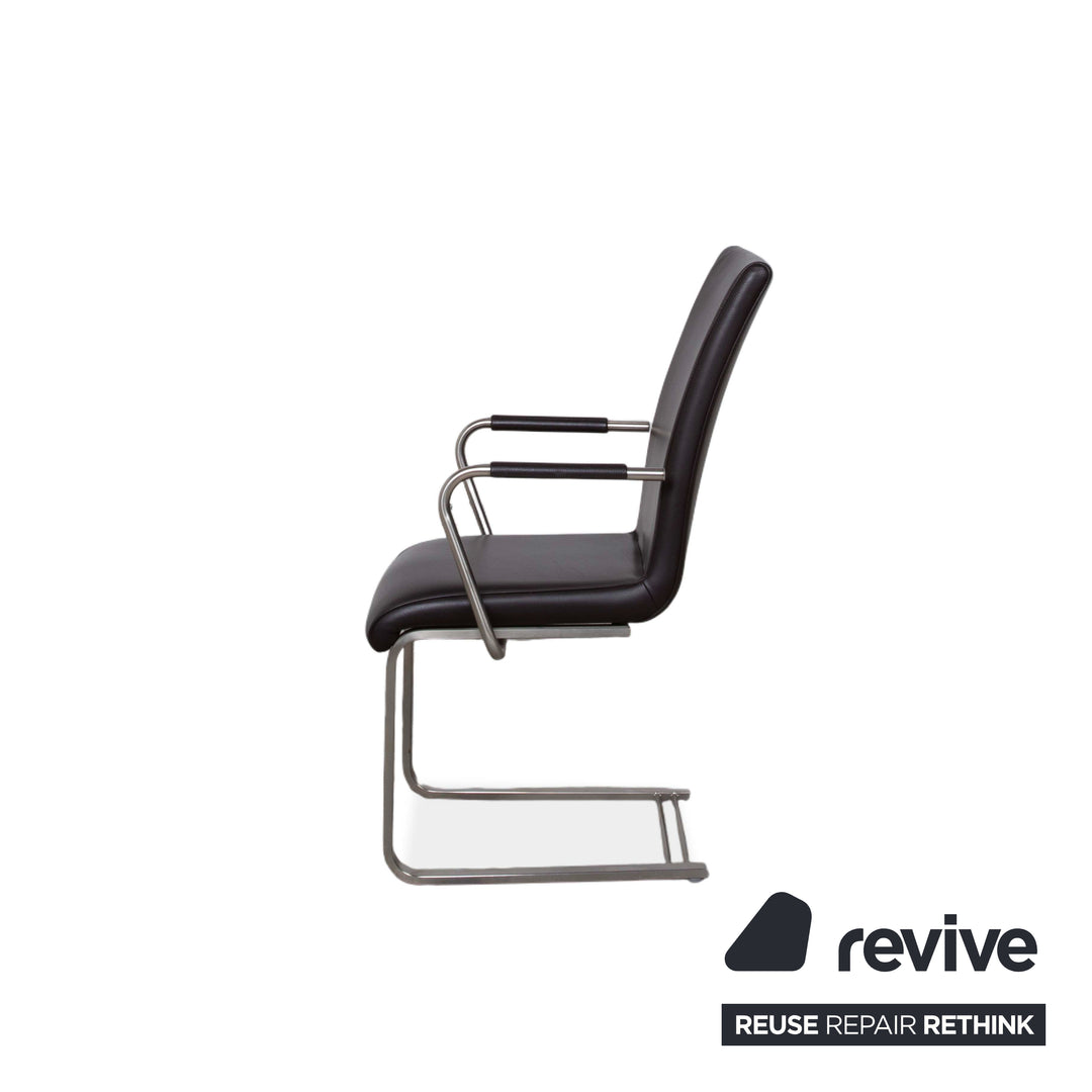 4er Garnitur Venjakob Leder Stuhl Braun