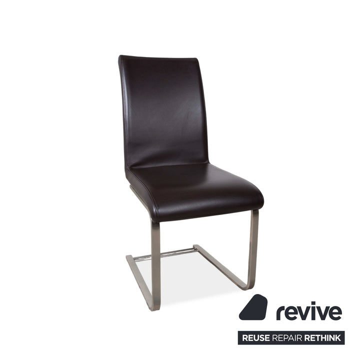 4er Garnitur Venjakob Leder Stuhl Braun