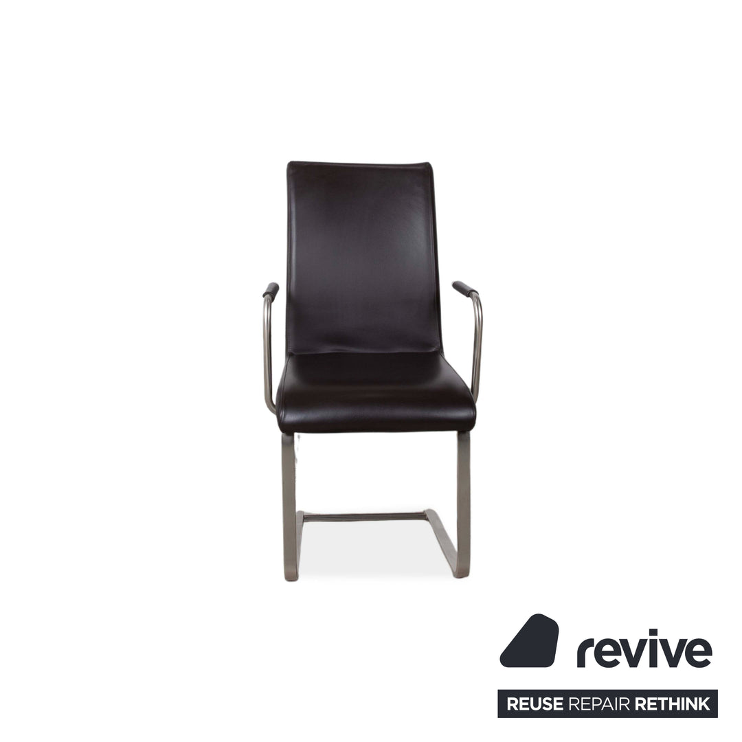 4er Garnitur Venjakob Leder Stuhl Braun