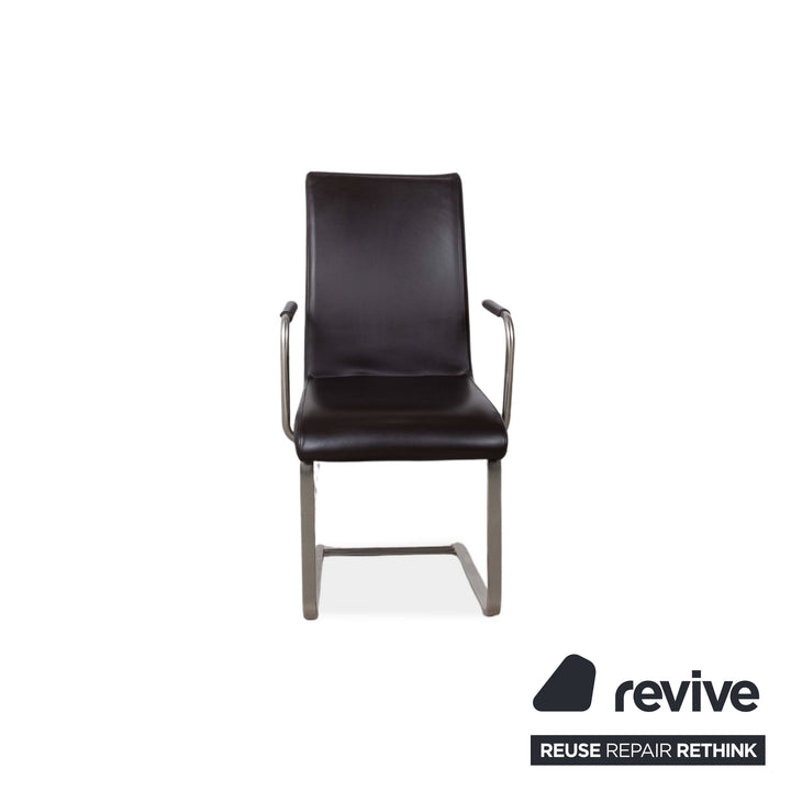 4er Garnitur Venjakob Leder Stuhl Braun